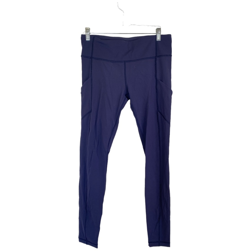 LULULEMON Navy Mesh Side Leggings Pants Women Size 8 Stash Pockets Athletic